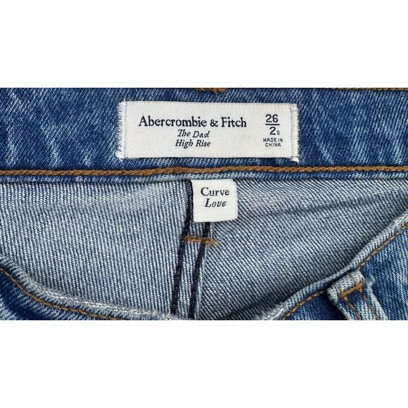 Abercrombie & Fitch Curve Love The Dad High Rise Crossover Jeans Size 26/2S - Picture 3 of 5